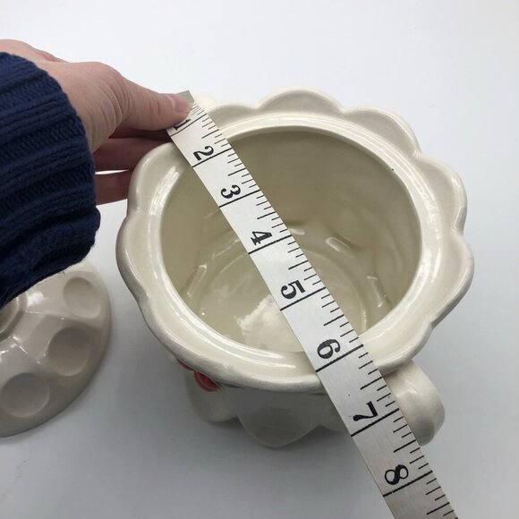 Vintage Westmoreland Hand Painted Cherry Thumbprint Panel Cookie Jar With Lid - Picture 9 of 13